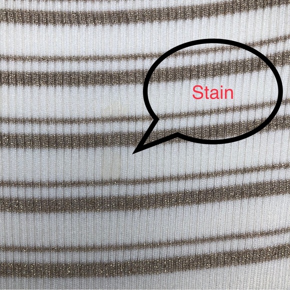 White House Black Market Boat Neck Peplum Hem Metallic Thread Stripped Sweater - Picture 11 of 11